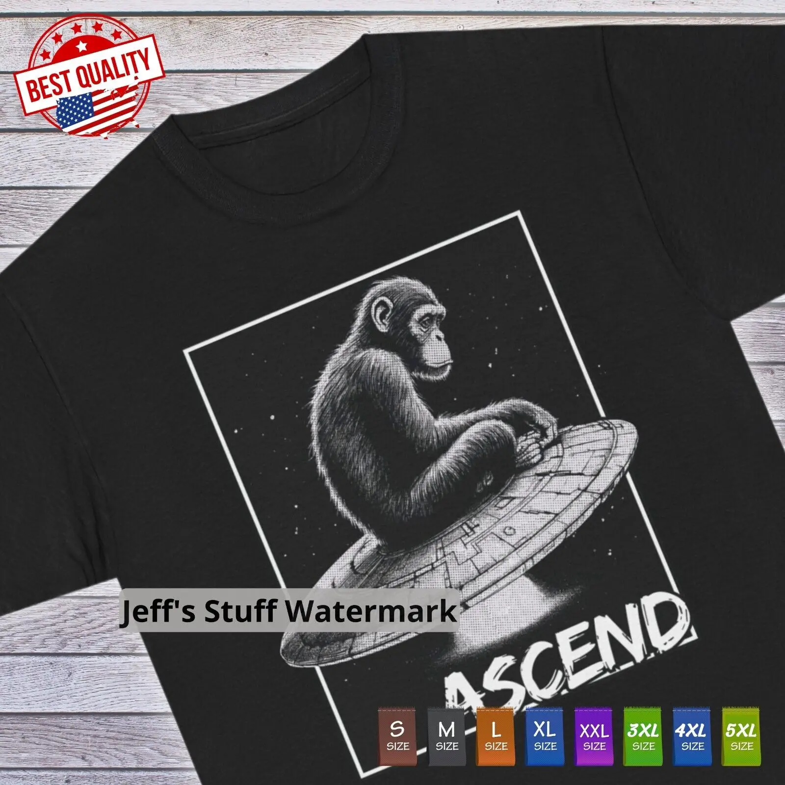 Футболка Ascend Ape UFO Alien Astronaut Ovni подарок для мужчин и женщин футболка с уличным