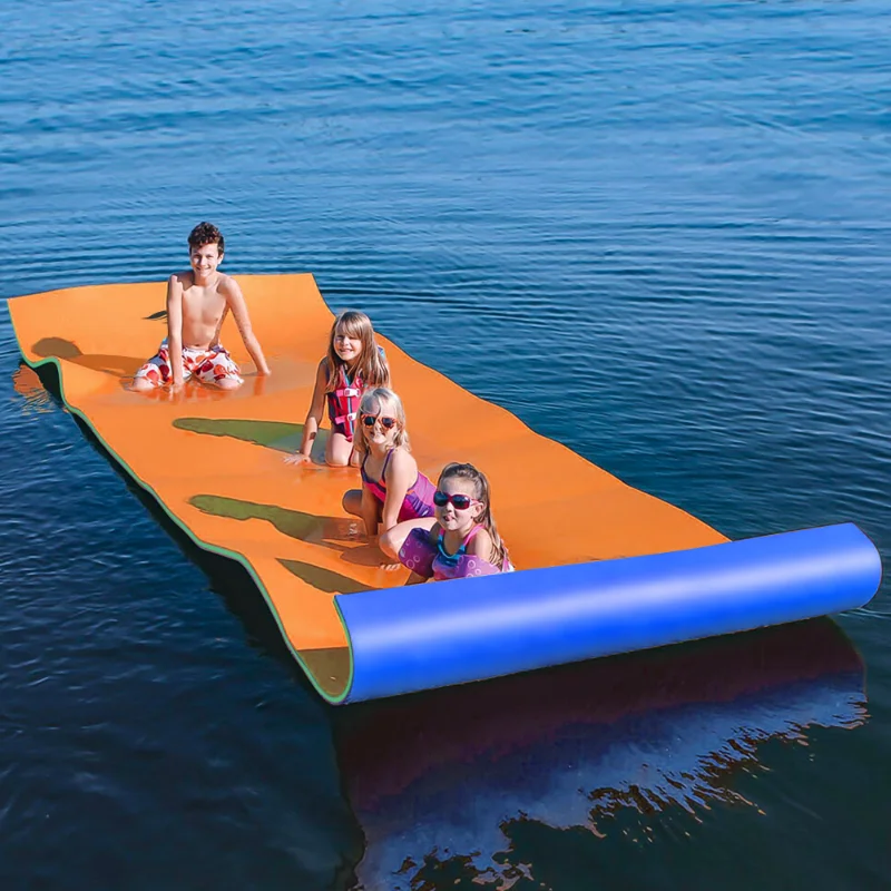 

12x6FT Orange Floating Foam Pad Containing Storage Strap Suitable for Outdoor Water Activities Sturdy Durable Easy Maintenance