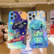 2022 Disney Stitch Blu-ray Graffiti Cartoon Phone Cases For iPhone 11 Pro Max 12 XR XS MAX X 7/8Plus Couple Anti-drop Soft Cover