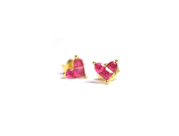 

1pair 925 Sterling Silver Natural Ruby Ear Stud Earring14K 18K Gold Plated Red Gem Stone Cuff Earring Luxury High Fashion Jewel