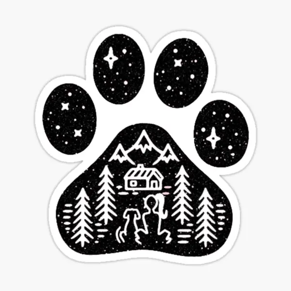 Dog Paw Camping Best Gift For Puppies Lo  5PCS Stickers for Wall Print Anime Car Background Cute Decorations Home Window