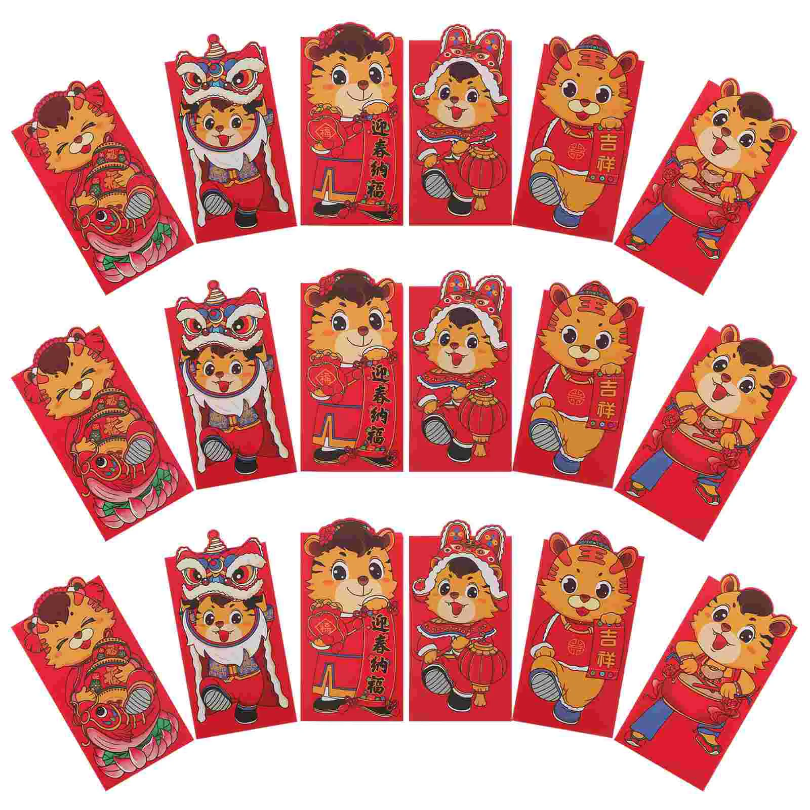 

18Pcs Lovely Festive Tiger Design Red Packet for Chinese Spring Festival