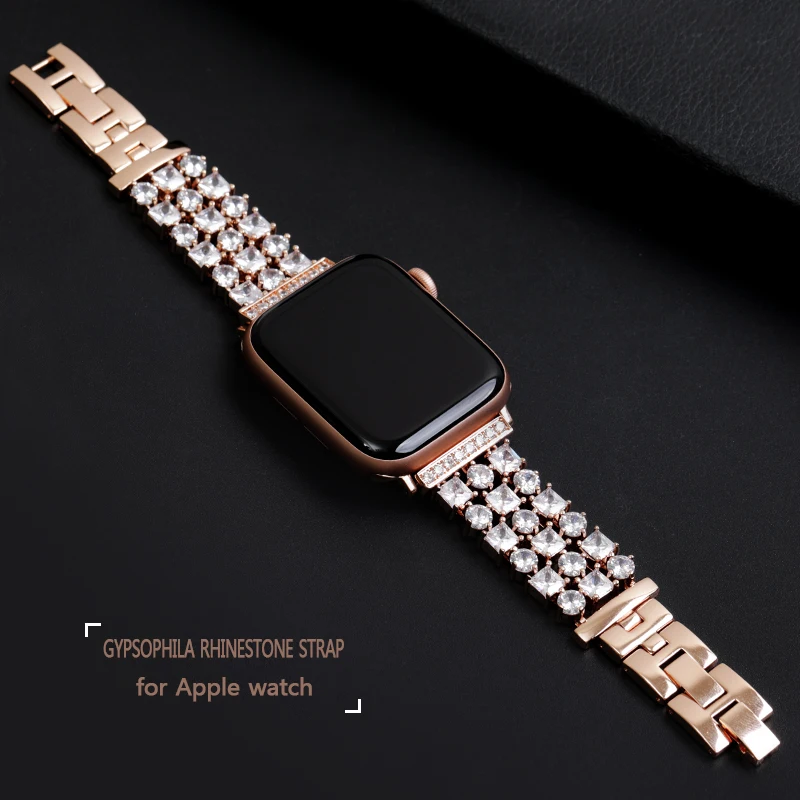 Women Diamond Strap for Apple Watch SE 7 6 5 41mm 45mm 40/44mm Luxury Replacement Bracelet for iWatch Band 38mm 42mm Series 3 2