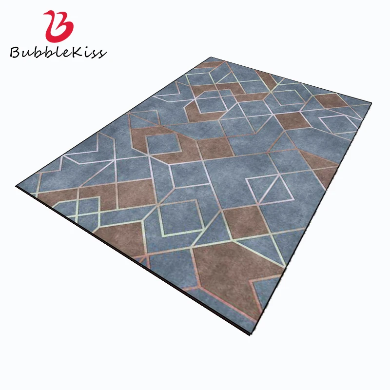

Bubble Kiss Nordic Style Geometric Carpet Bedroom Carpet Metal Line Grey Living Room Decoration Rug Non-slip Hallway Sofa Mat