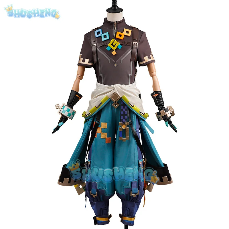 Genshin Impact Kinich Косплей Костюм Парик Turnfire Hunt Униформа Серьги Повязка Для Волос