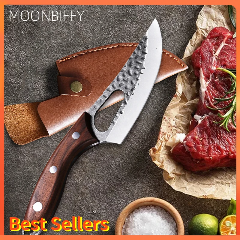 

Hand Forged Boning Knife with Sheath Chef Knife Kitchen Knives Sharpener High Carbon Steel Cleaver Knife Multipurpose Knives