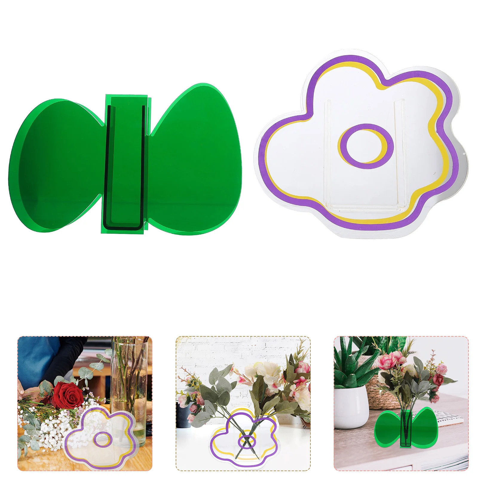 

2Pcs Simple Acrylic Shaped Vase Abstract Design Vase Ornament for Home
