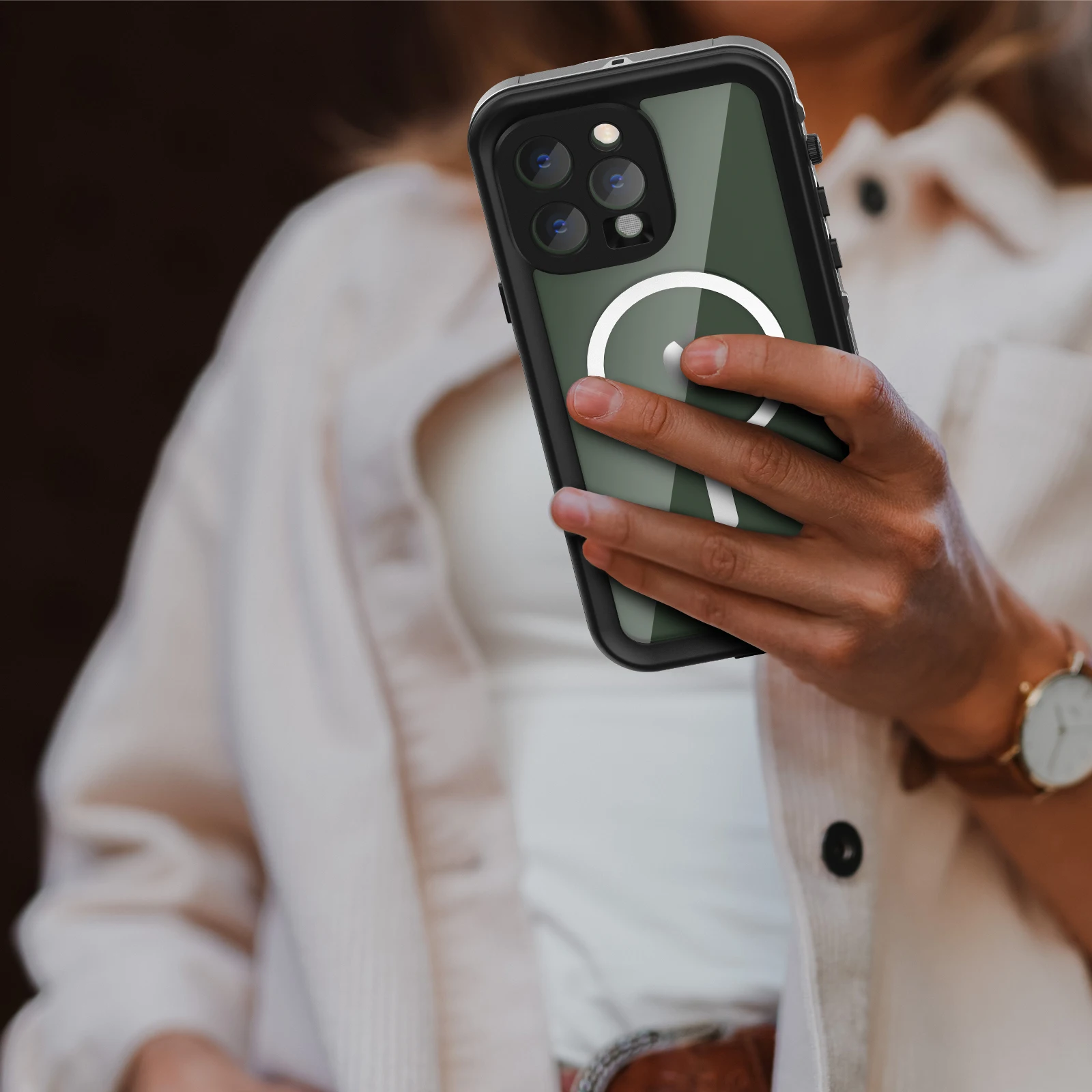 IP68 Waterproof Case On For iphone 14 Pro Max Case Transparent Armor Diving Swim Wireless Charging Full Cover iphone14 Plus Capa