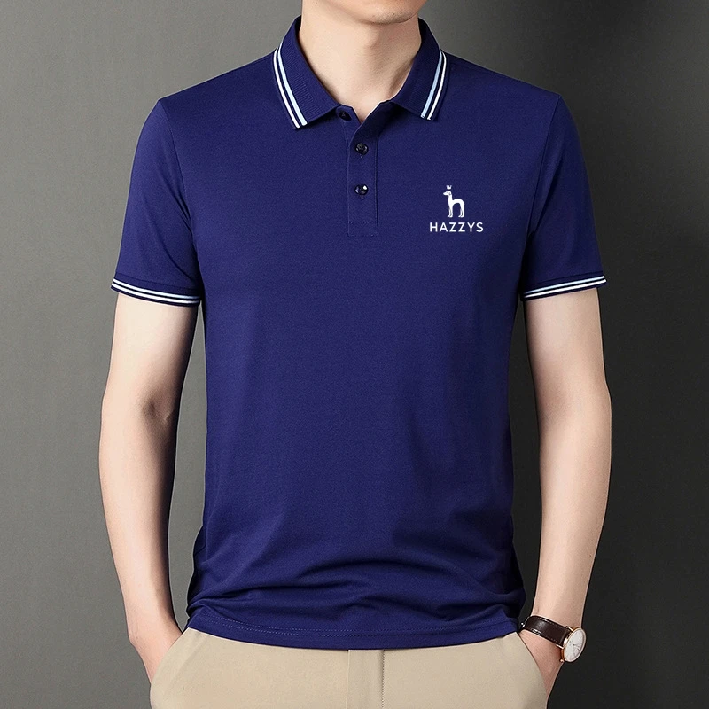

Рубашка-поло Hazzys мужская с коротким рукавом, однотонные летние топы, повседневная одежда из чистого хлопка в Корейском стиле