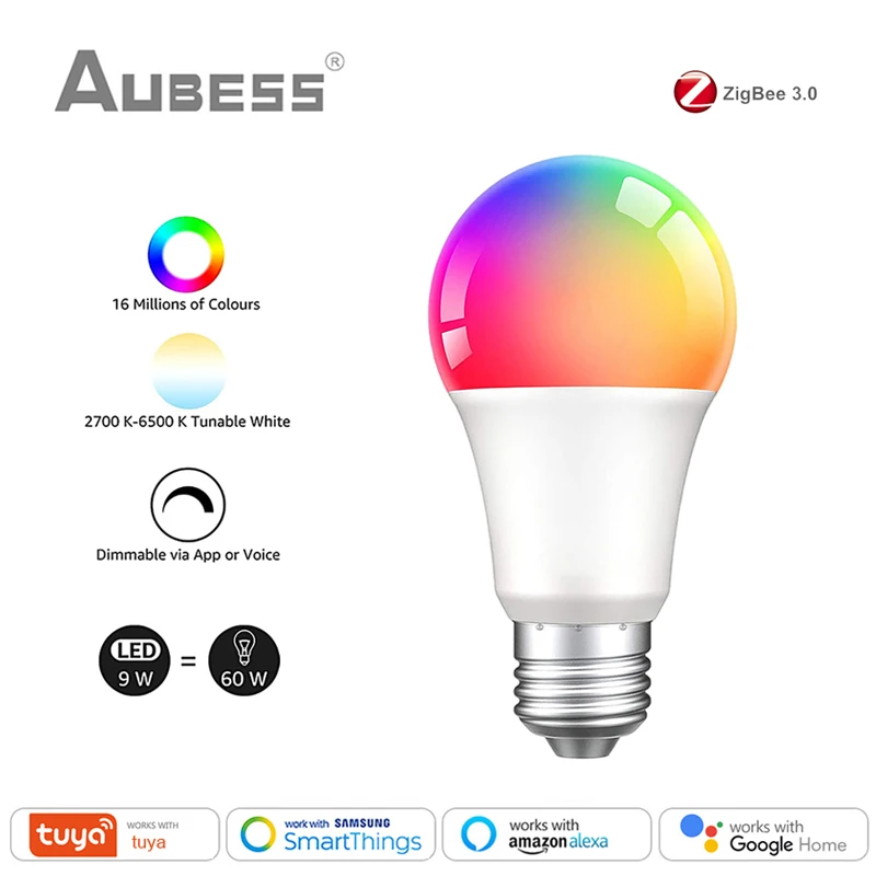 

Zigbee 3.0 Smart Light Bulb Smart Home 9W GB+WW+CW E27 Led Lamp Works With Tuya Smart Life App Voice Control Alexa Google Home