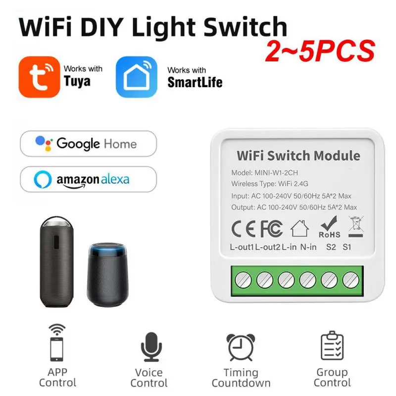 

Умный переключатель Mini Tuya 2-gang с поддержкой Wi-Fi и управлением через приложение