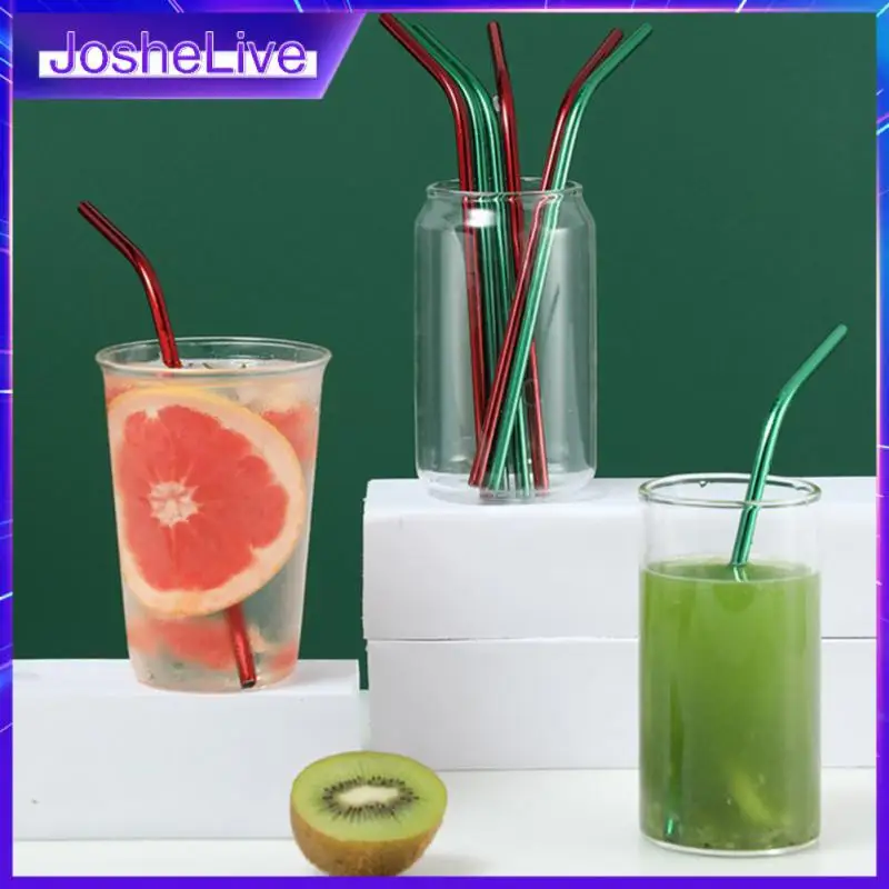 

2/4PC Colorful Reusable Metal Straws Set With Cleaner Brush Stainless Steel Drinking Straw Milk Drinkware Bar Party Accessories