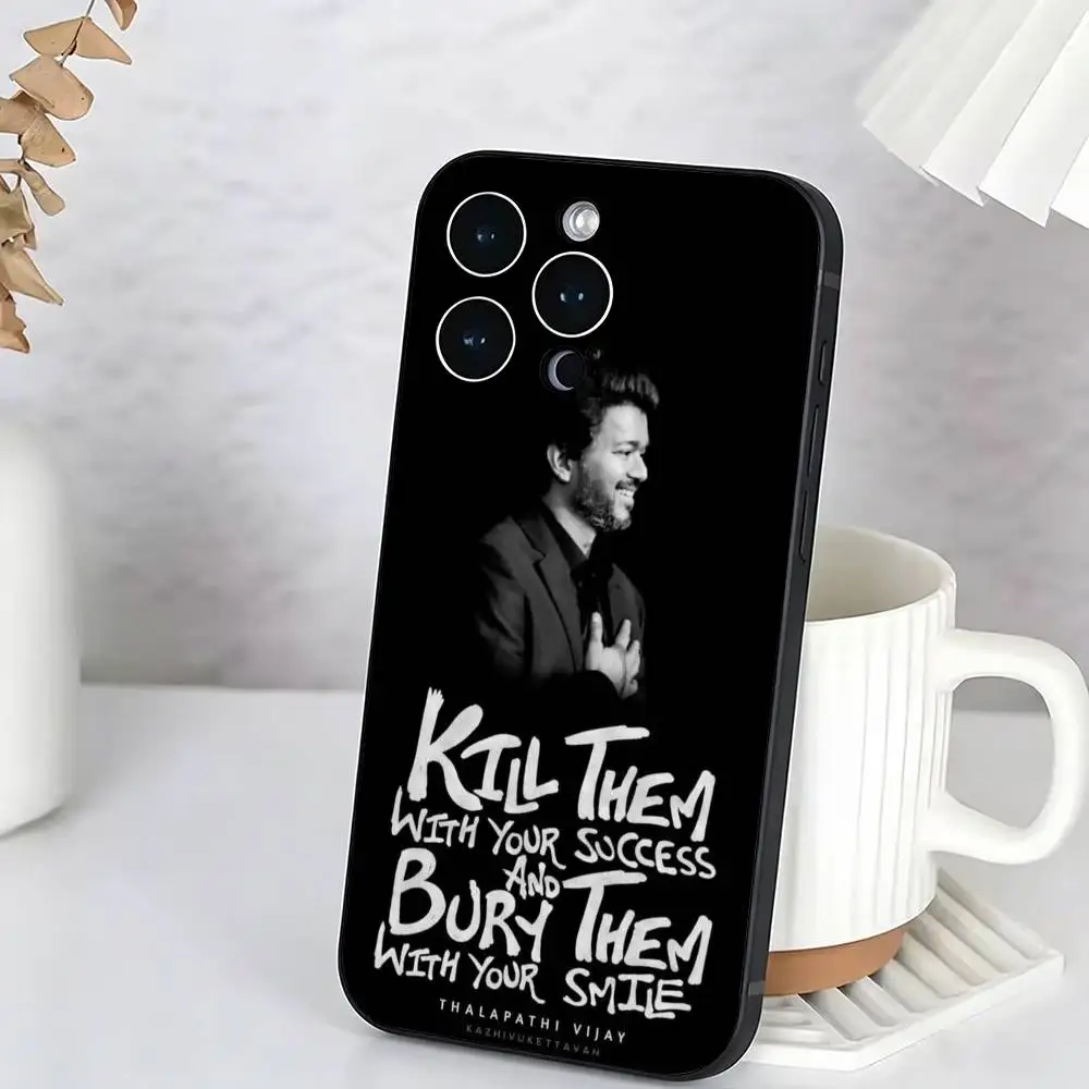 Фото Чехол для телефона Classic Actor Thalapathy Vijay для iPhone 17, 16, 15, 14, 13, 12, 11 Plus, Pro Max, XS, мягкий черный чехол №4