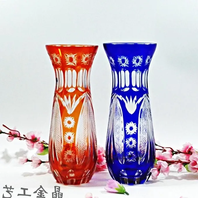 

creative Japanese glass vase flower arrangement container flowerpot utensils tabletop handmade carving process
