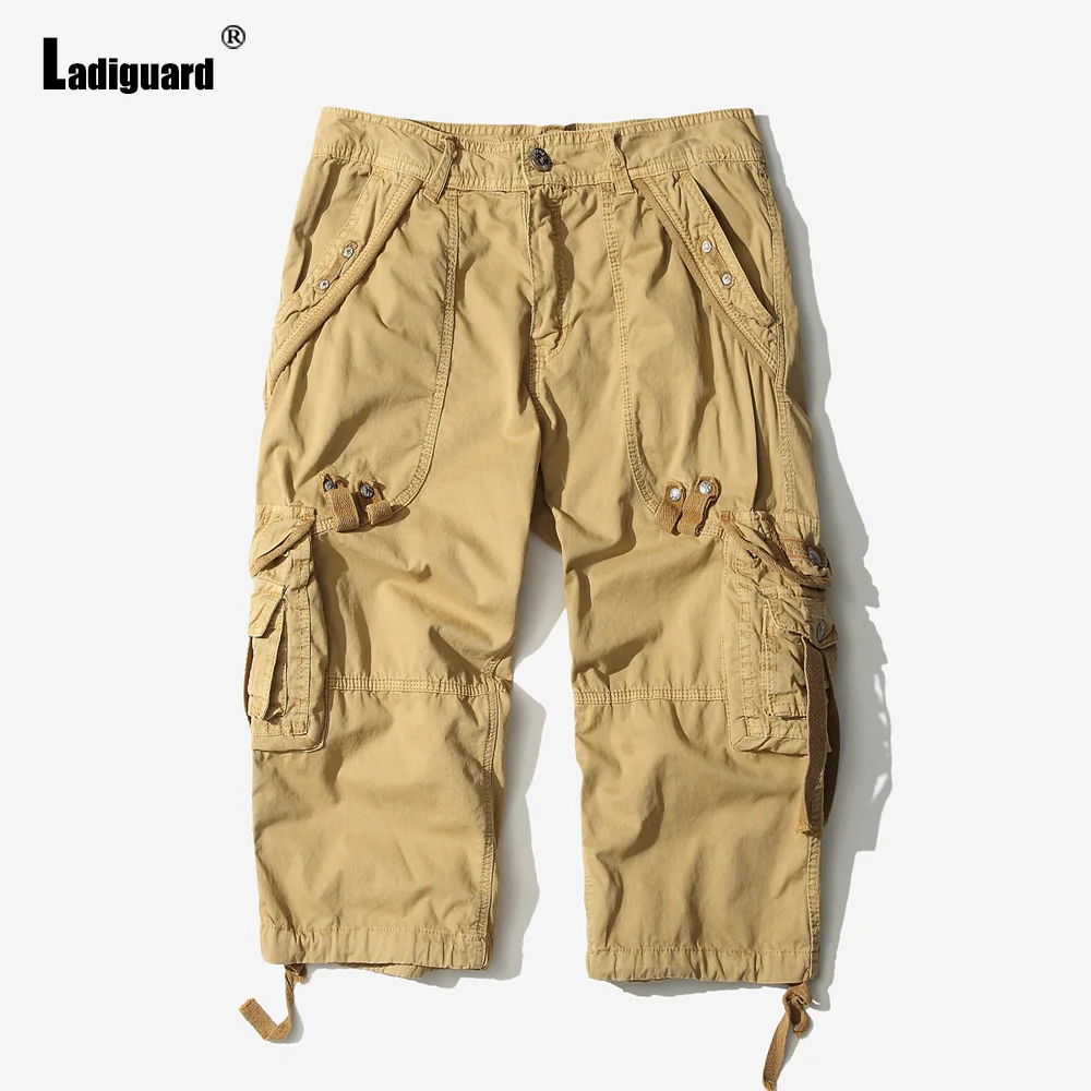 

Plus Size Mens Cargo Shorts 2023 New Summer Calf-Length Pants Men Fashion Zipper Pocket Shorts Khaki Outdoor Casual Hotpants