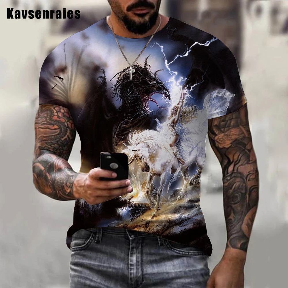 

3D Black White White Unicorn Animal Graphic Print T Shirt Men Women Kids Harajuku O Neck Short Sleeve T Shirts