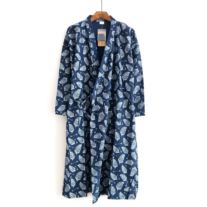 Matching Couples Man Bathrobe Nightdress Full Sleeve Cotton Homewear Round Collar Sleepwear Big Size Fashion Casual Man Pjs
