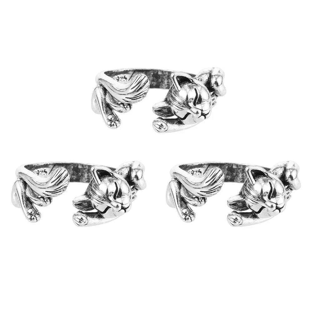 

Ring Knitting Fingercrochet Yarn Adjustable Guide Rings Thimble Openbraided Holder Crochetting Faster Silver Thread Cat Metal