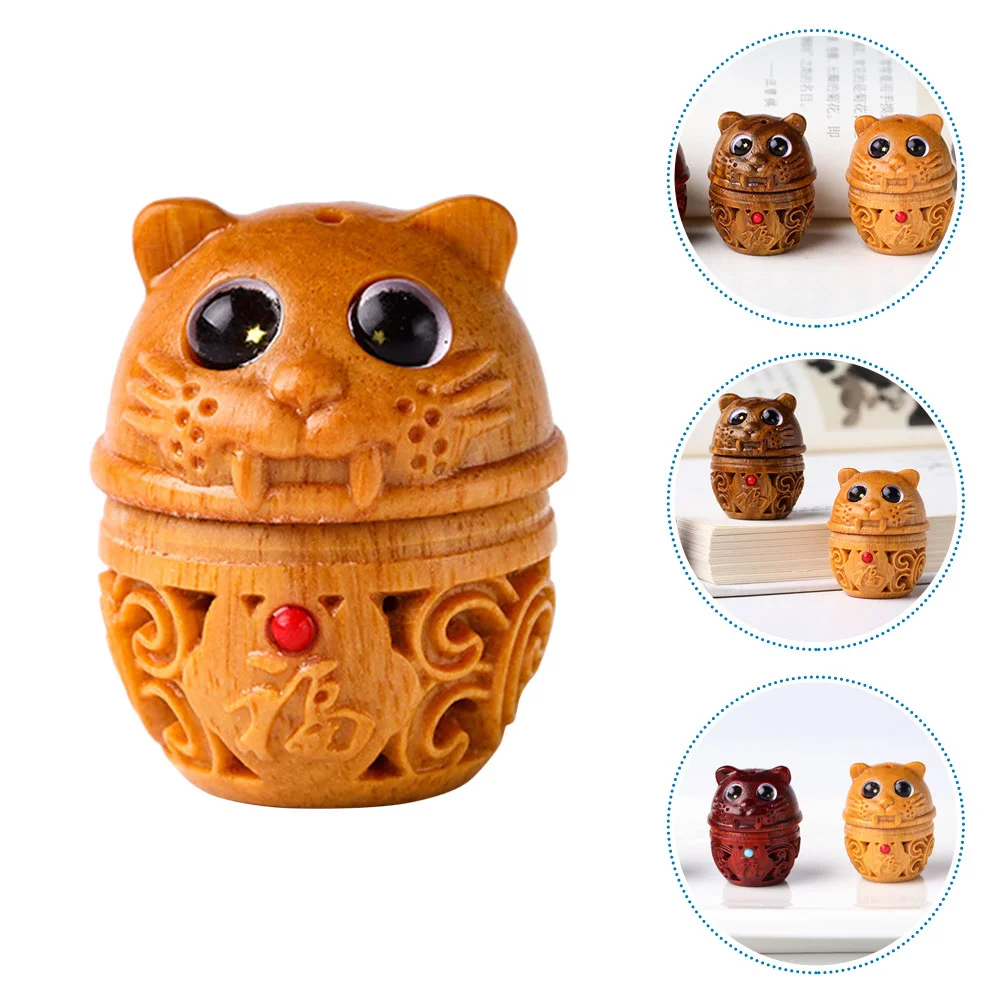 

Key Chain Accessories Small Tiger Figurines Household Ornament Jewelry Keychain Decor Sandalwood Wooden Hanging