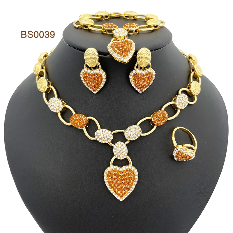 

Italian Gold Plated Jewelry Set Heart Jewelry Set Necklace Earring For Women Afrikanische Schmucksets