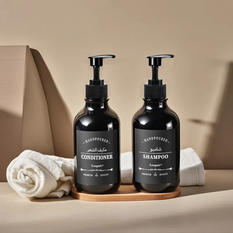 Многоразовый дозатор мыла 500 мл черные бутылки для шампуня и кондиционера с 3