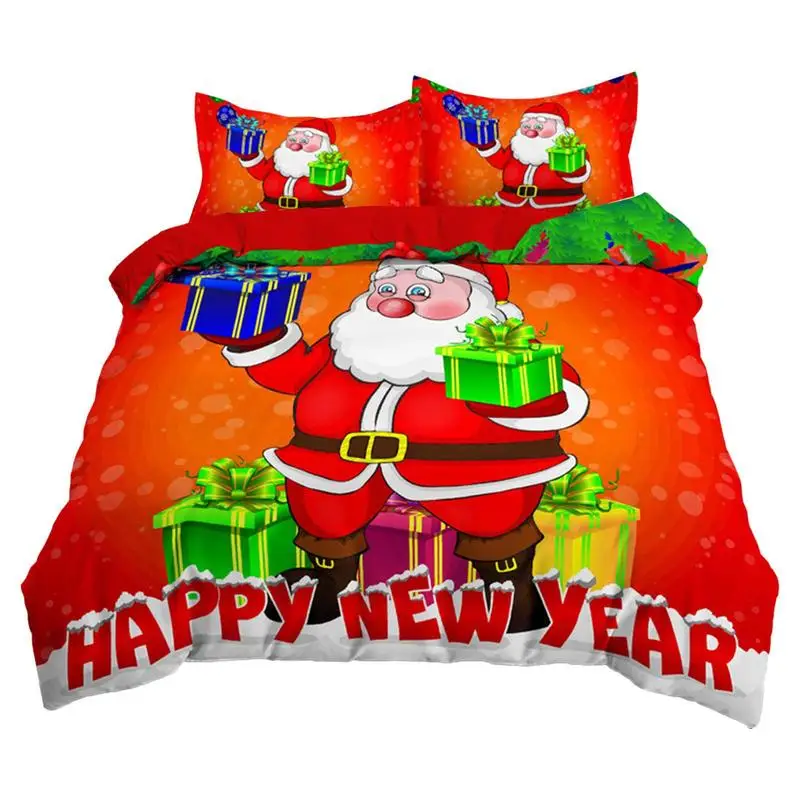 

Christmas Bedding Comforter Set Christmas Comforter Set With Santa Claus Prints Microfiber Coverlet Pillowcase Bedding Cover For