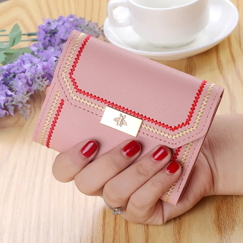 Wallets for Women Short Fashion Card Holder  PU Leather Foldable Coin Purse Money Clip Bag