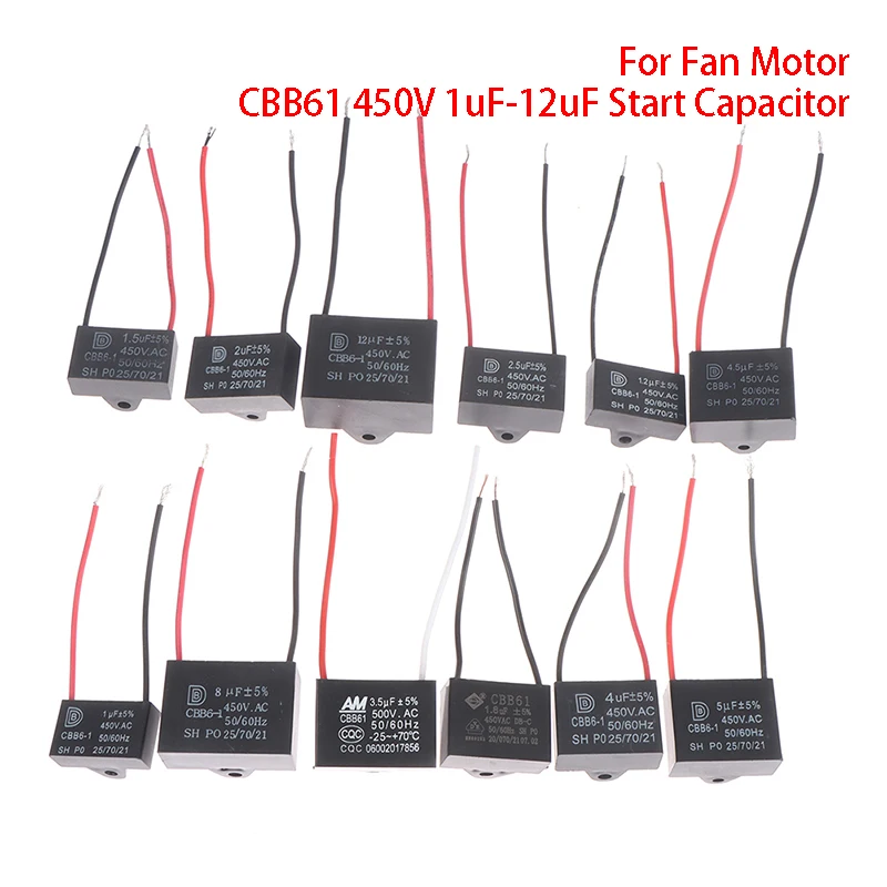 

CBB61 450 в мкФ Ф 1,2 мкФ 1,5 мкФ 2 мкФ 2,5 мкФ 3 мкФ 3,5 мкФ 4 мкФ Ф 4,5 мкФ 5 мкФ 8 мкФ 10 мкФ Ф 12 мкФ конденсатор для потолочного вентилятора переменного тока,...