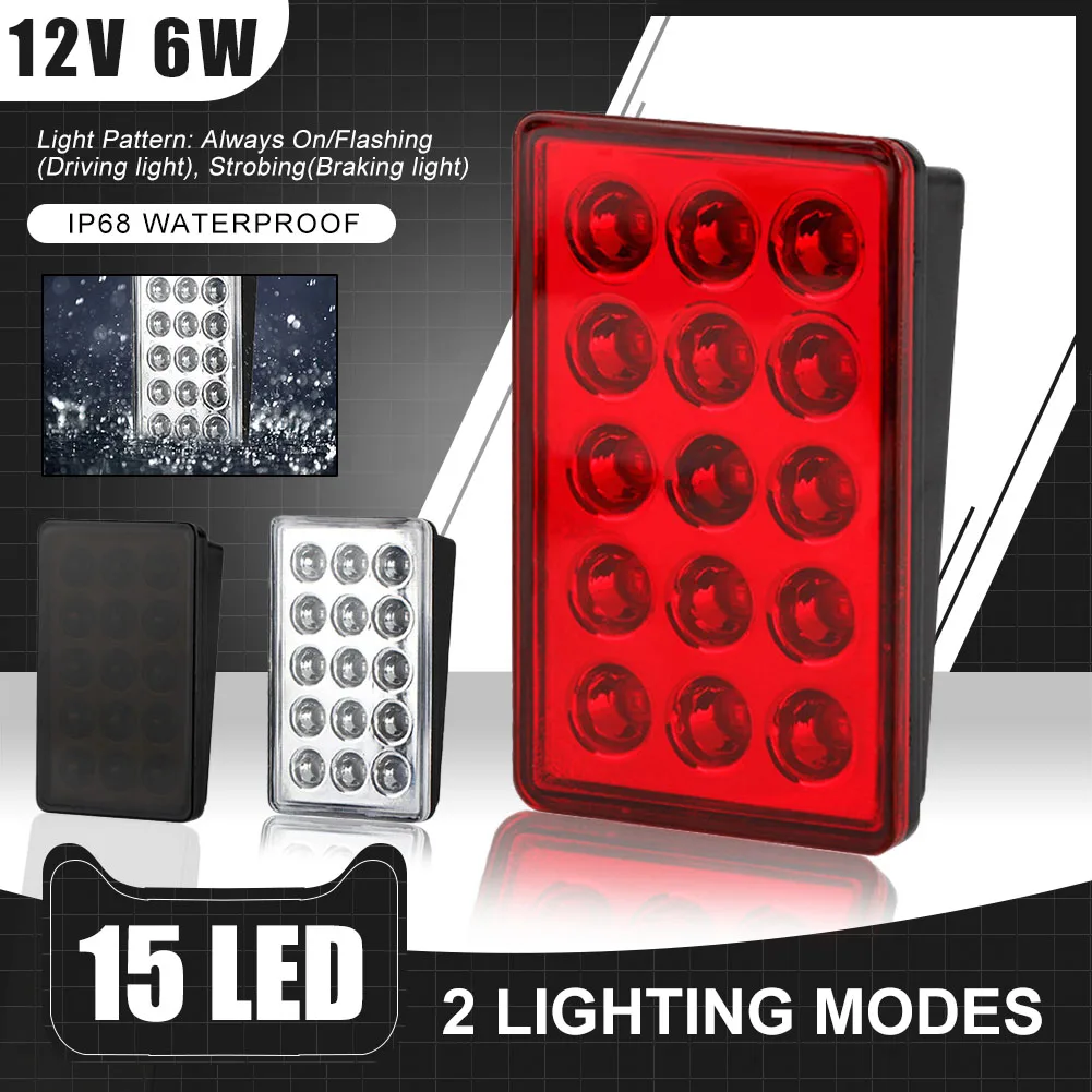 

LED Brake Light Sqaure Pilot Stop Safety Flashing Indicator Light 15LED Rear Taillights 12V DRL Auto Warning Brake Signal Lamp