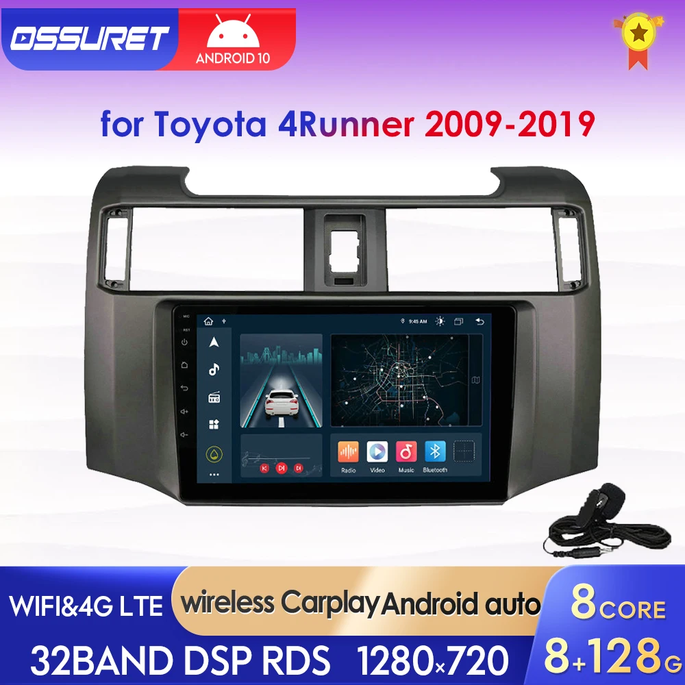 

2 Din Android 11 автомобильный радиоприемник, мультимедийный плеер для Toyota 4Runner, беспроводной CarPlay 2009 -2019, Автомобильный GPS, аудио, стерео, RDS, с ИИ-голосом