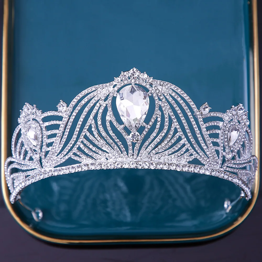 White Crystal Tiara Crown For Women Girls Wedding Queen Rhinestone Crown New Hair Accessories