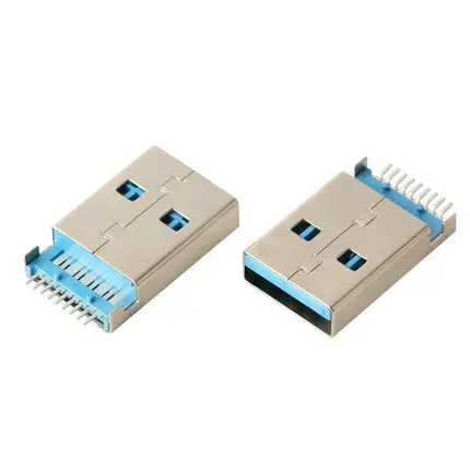 Blue glue core AF90 ° sink plate bent foot unrolled double pin patch horizontal copper terminal 3.0USB female images - 6