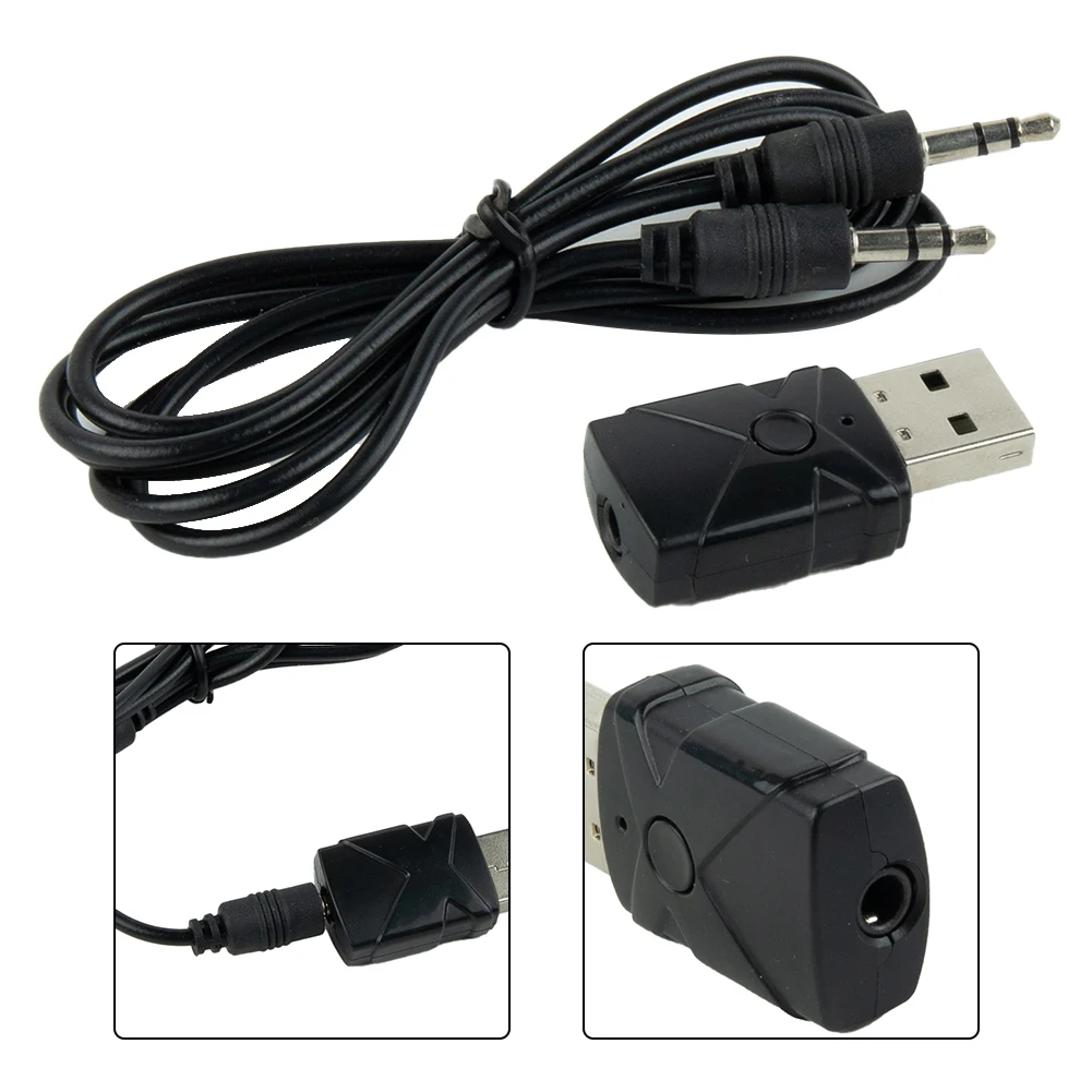 

5 In 1 Bluetooth V5.2 Transmitter Receiver USB Wireless 3.5mm Audio Adapter Car Bluetooth Audio Adapter AUX Audio Cable Black