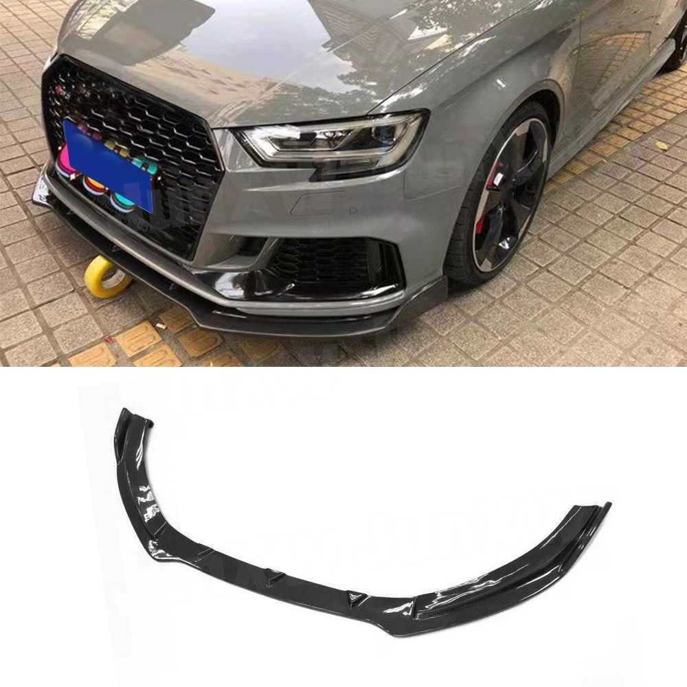 Фото Накладка на передний бампер из настоящего карбона для Audi A3 RS3 (не A3 Standard S3) 2017-2018, защита переднего бампера, стайлинг автомобиля, FRP