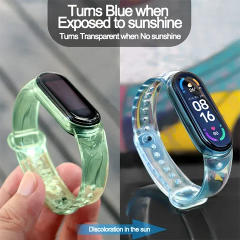 Ремешок для Xiaomi Mi Band 5 6 4 3, прозрачный браслет с подсветкой цвета для Xiaomi Mi Band 7, силиконовый сменный ремешок