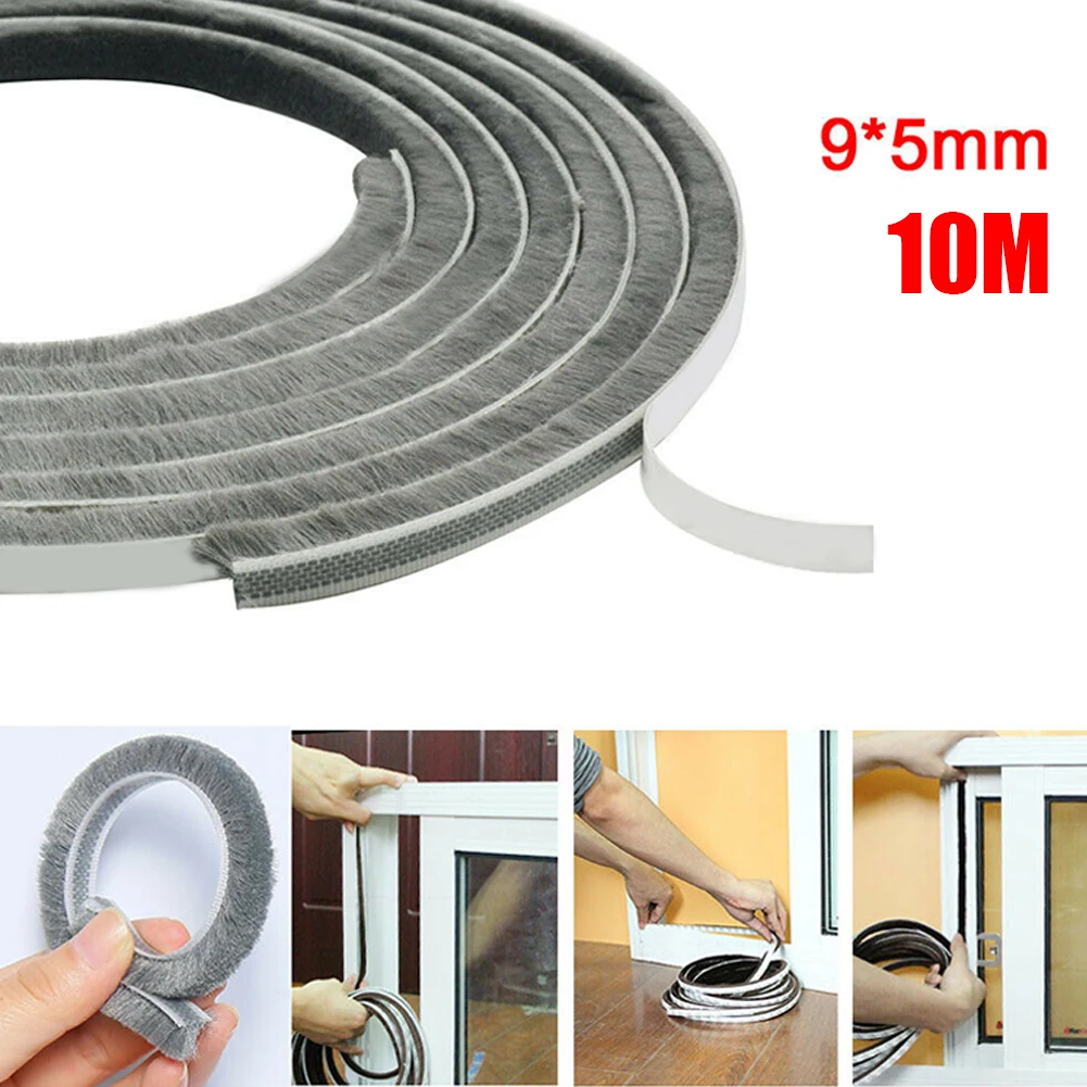

Brand New Indoor Sealing Strip Brush Pile Seal Film 10m/Bag Anti-Collision Draught Excluder Mute Sealing Strip
