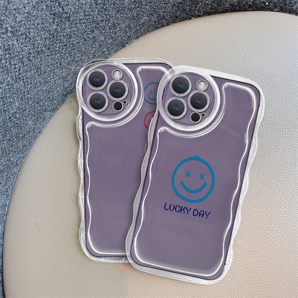 

Smile Label Phone Case for Iphone 14 11 13 Pro Max Plus Protection Shell for Iphone 12 Mini Transparent Shockproof Fundas Cover