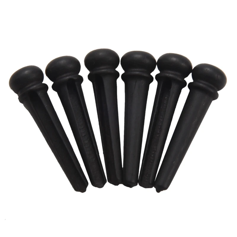 

6 Pcs Guitar Family Natural Ebony Folk Acoustic Guitar Bridge Pins