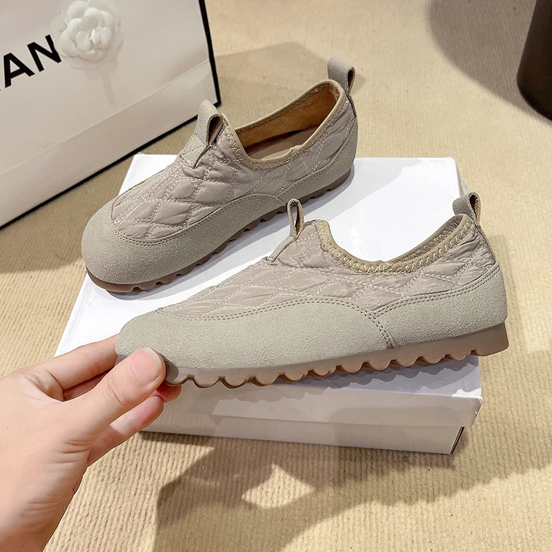 2024 зимняя новая стильная бархатная теплая женская обувь лоферы нескользящая