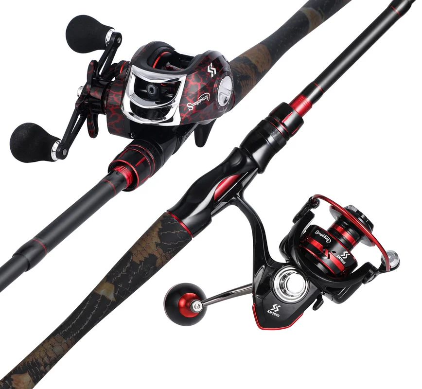 Sougayilang 1.98m Spinning Casting Fishing Rod Ultralight Weight Carbon Fiber for Travel Freshwater Pesca |
