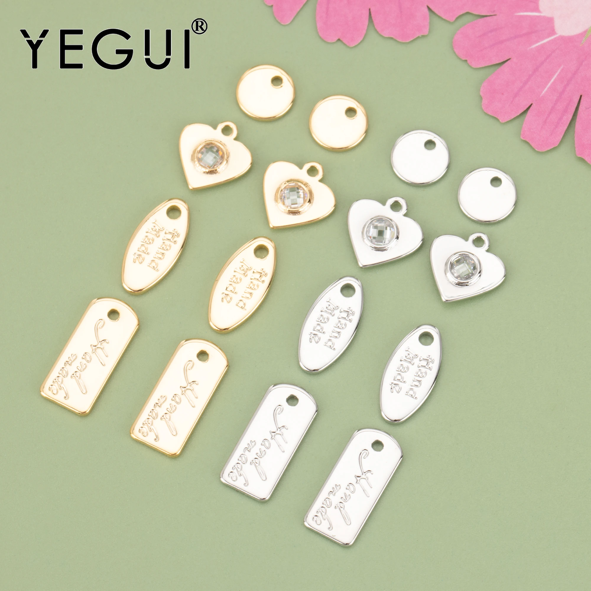 YEGUI M803 jewelry accessories 18k gold plated 0.3 microns diy zircon pendants earring necklace rhodium 20pcs/lot - купить по