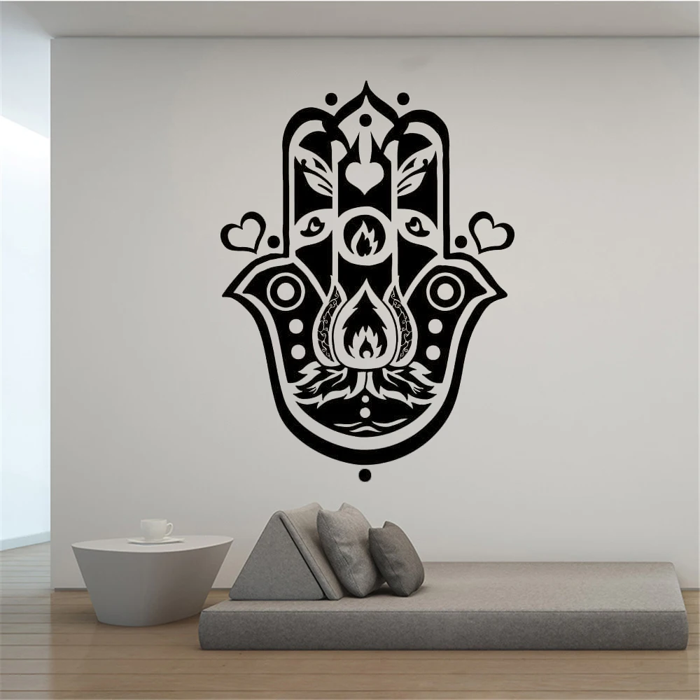 

Hand Of Fatima Wall Stickers Home Decor Murals Hearts Removable Vinyl Art Arabic Religious Believe Decals Symbol Poster DW13510