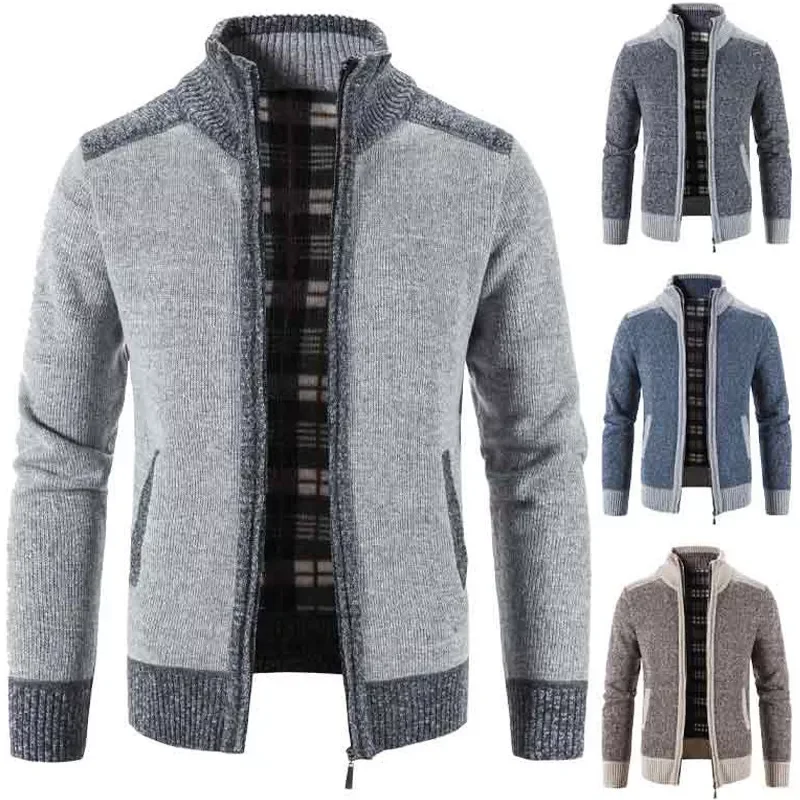 

Men's Plush Thick Sweater Loose Casual Cardigan Sweater Jacket Autumn Winter