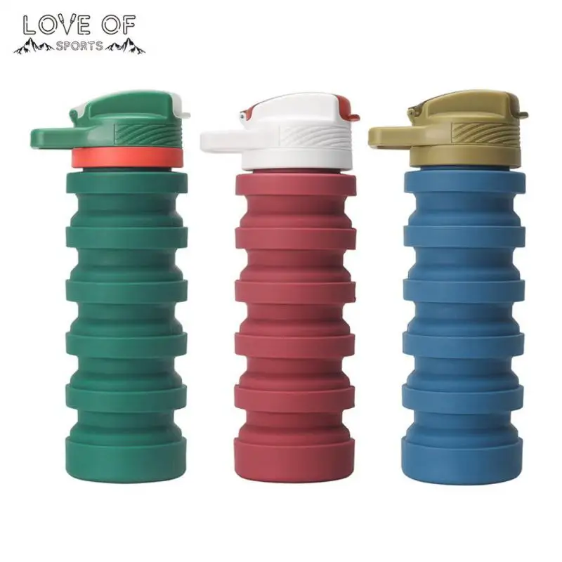 

550ML Sports Bottle Cycling Prevent Water Leakage Portable Folding Silicone Creative Straw Cover Handy With Straw Cover