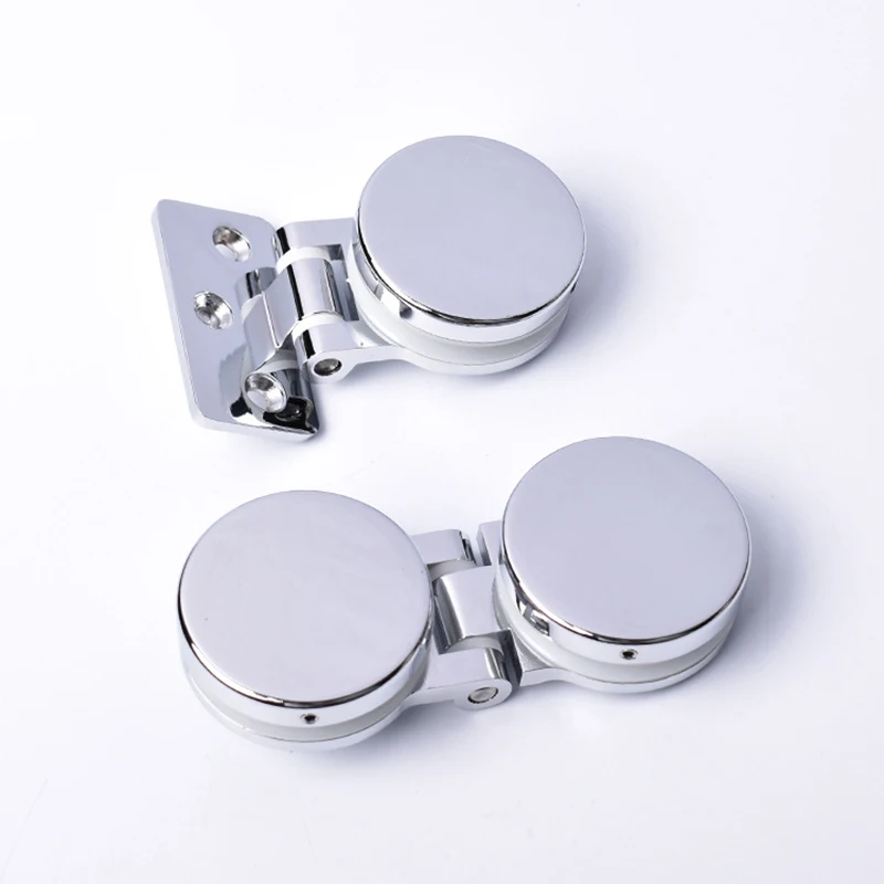 

Durable 2PCS Zinc Alloy Frameless Glass Door Hinges Display Wine Cabinet Hinges for 5~8mm Thickness Glass Chromed