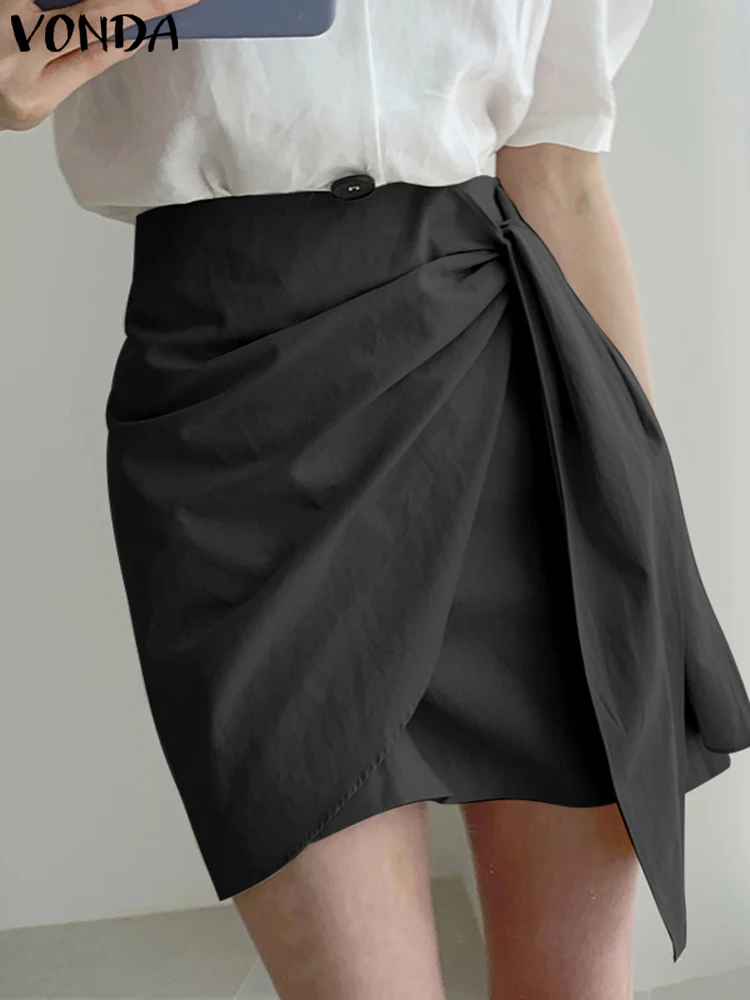 

VODNA Stylish 2022 Women Casual High Waist Thin A-Line Skirts Faldas Saia Femme Summer Jupes Fashion Irregular Skirts Oversized