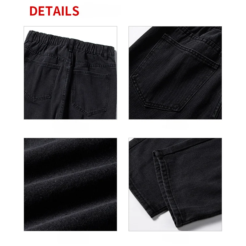 Men's Straight Jeans Blue Spring Summer New Classic Style Elastic Waist Loose Drape Fashion Y2k Trousers Male Casual Streetwear