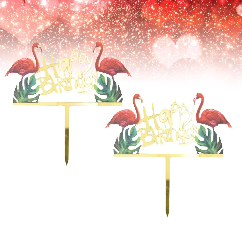 

2 PCS Cupcake Toppers Holiday Acrylic Birthday Cake Decor Birthday Cupcake Picks Birthday Party Supplies