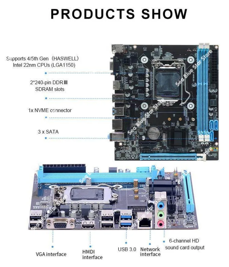 Новая материнская плата H81G с поддержкой памяти DDR3, разъемом LGA 1150, совместимая с процессорами I3, I5, I7 четвертого поколения. (art.: 3920dae0858db) - 3920dae0858db