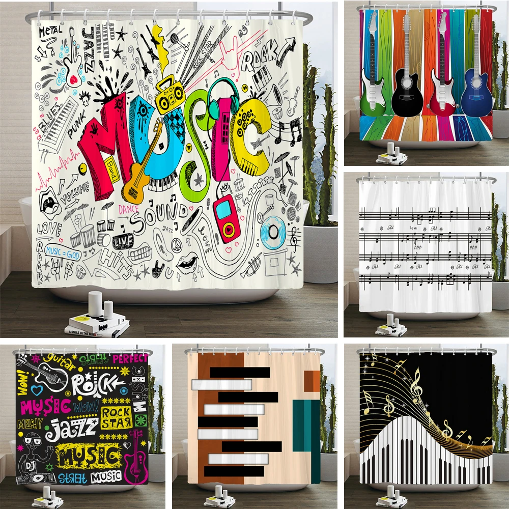 Штора для душа музыкальная рок-гитара s Современная занавеска ванной комнаты